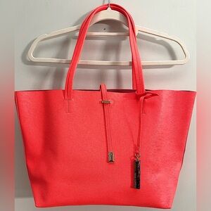 Vince Camuto Leila tote bag in Fiery Coral Saffiano leather, new w/ dustbag